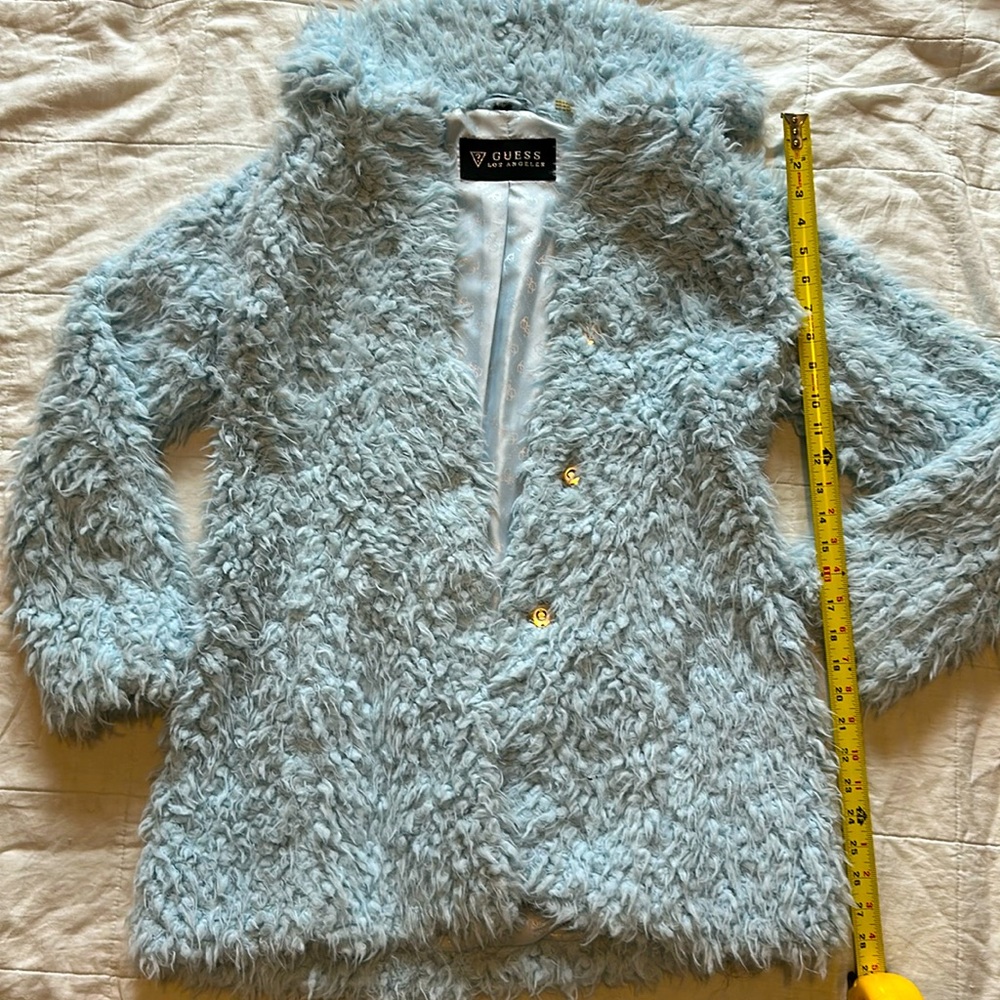 Baby Blue Guess Los Angeles Shaggy Coat sz Medium